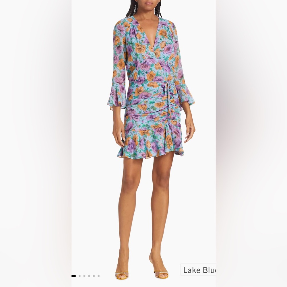 New! Veronica‎ Beard Silk Sean Floral-Printed Ruched Dress Sz 10 $598